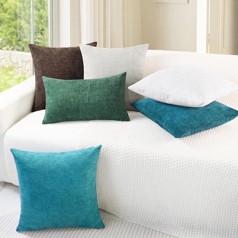 CaliTime Throw Pillow Covers Decorative 12 X 20 Inches Pack of 2 Cozy Chenille Cushion Cases for Couch Sofa Bed Living Room Home True White - Image 4